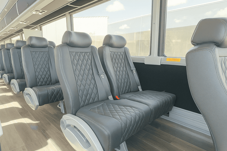 interior of North Charleston Minibus Company charter bus