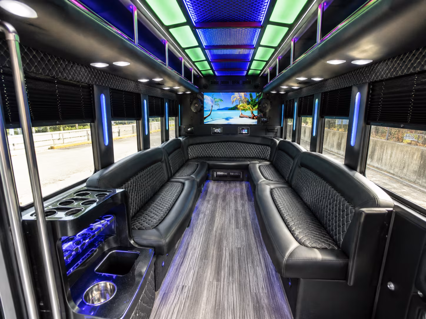 north charleston 18 passenger party bus inside