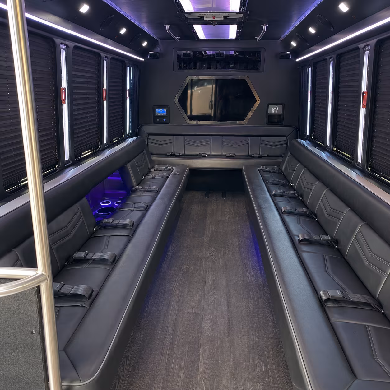 north charleston 18 passenger party bus interior