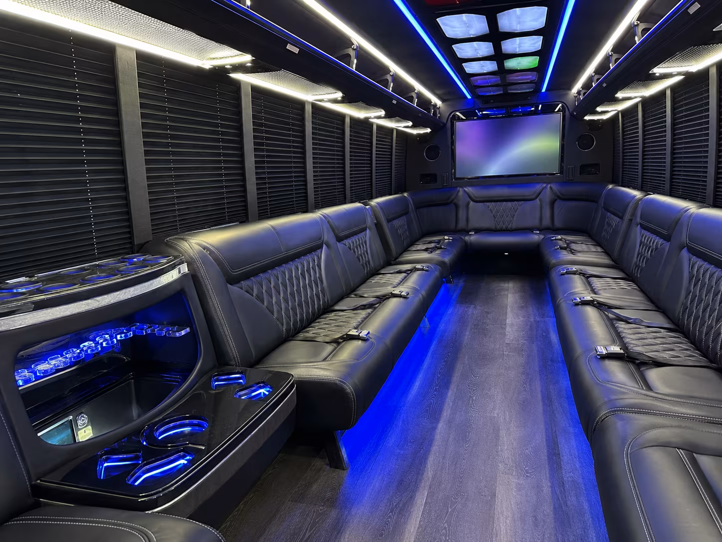 north charleston 20 passenger party bus inside
